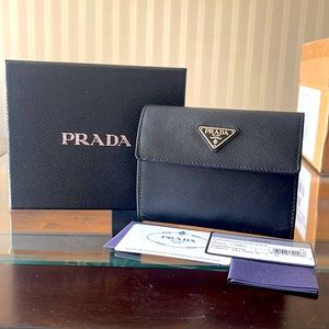PRADA Saffiano Metal Black Leather Wallet NEW!!!
